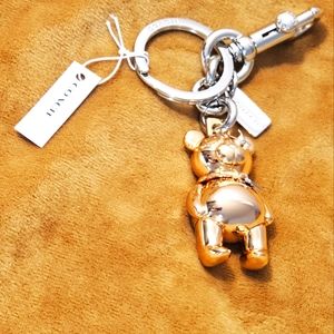 NWT Coach 3D Bear Bag Charm & Keychain in Rose Gold
